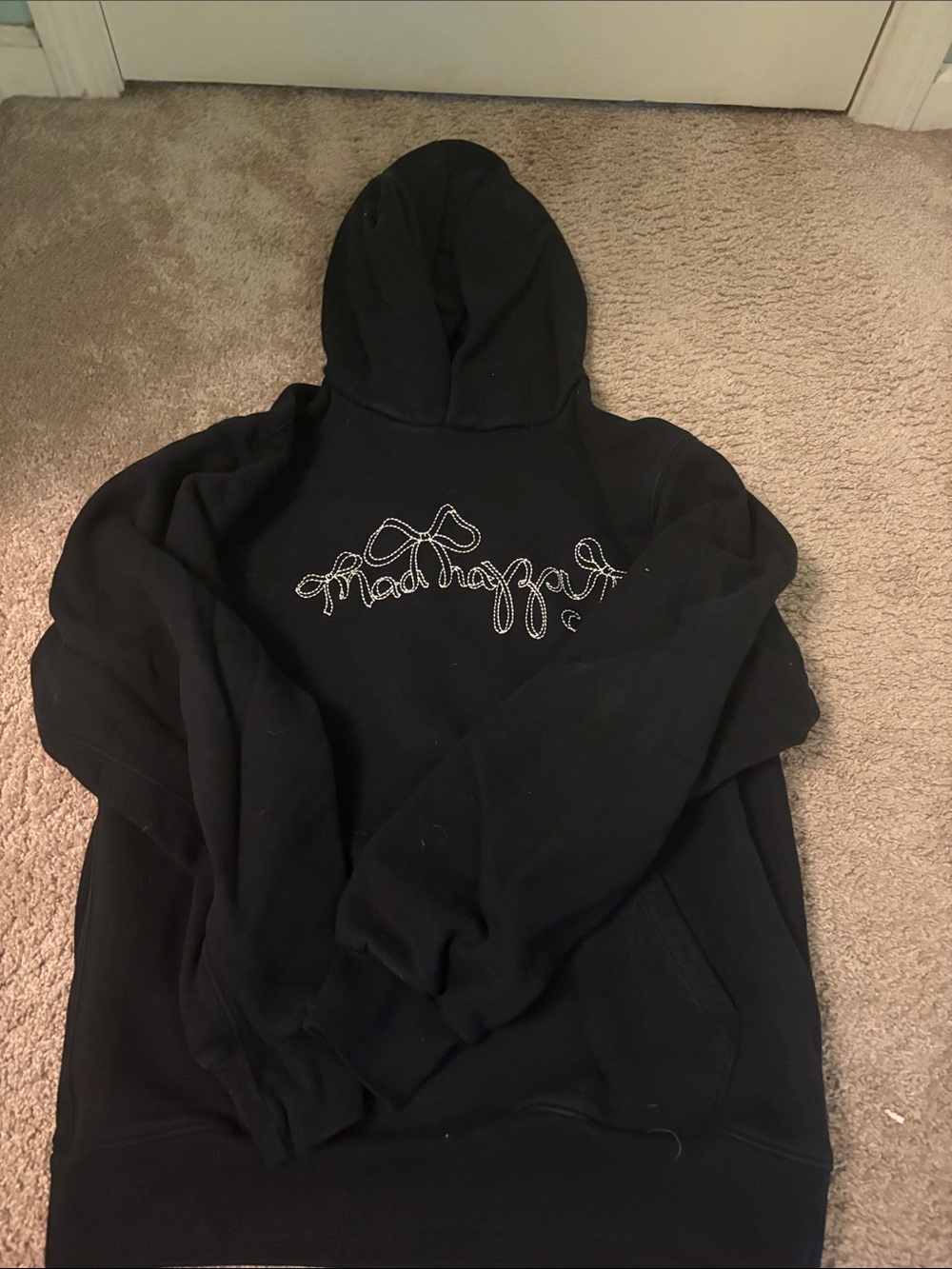 Madhappy Black Crewneck Hoodie with Rhinestone Script